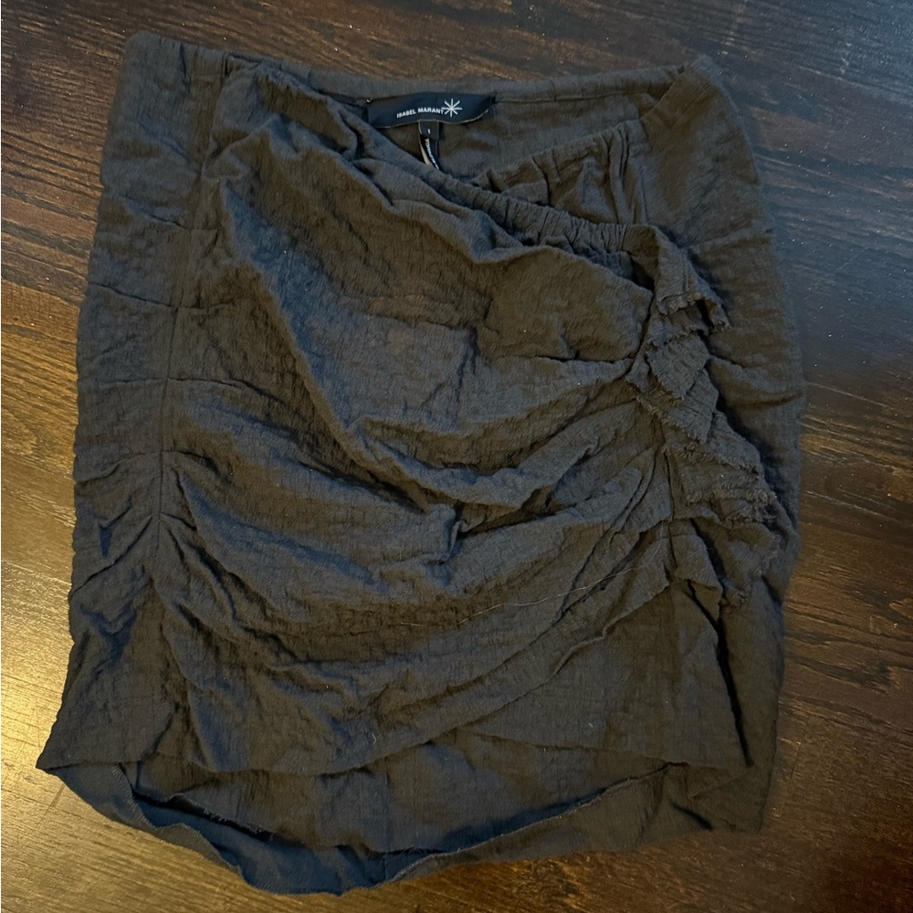 Isabel Marant Black Textured Mini Skirt Ruffle